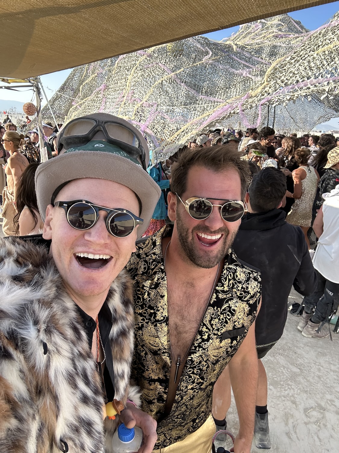 Man wearing fashionable vest at Burning Man