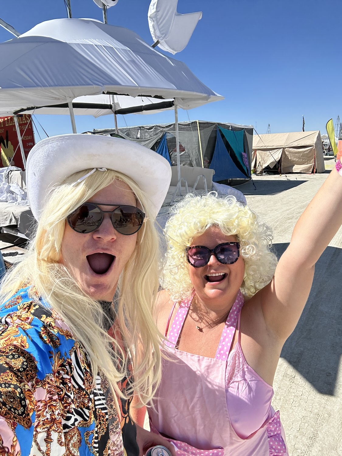 People wearing wigs at Burning Man